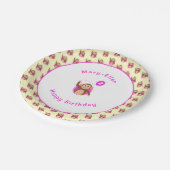 Affenpink-Creme-Muster des 2. Geburtstags Pappteller (Schrägansicht)