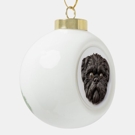 Affenpinscher 3D Inspiriert Keramik Kugel-Ornament (Links)