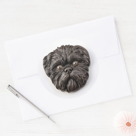 Affenpinscher 3D Inspiriert Runder Aufkleber (Umschlag)