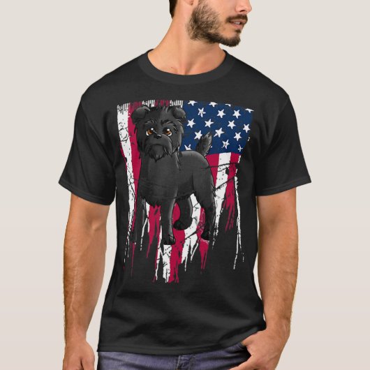 Affenpinscher American Flag USA Phantastisch T-Shirt (Vorderseite)