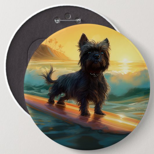 Affenpinscher Beach Surfmalerei Button (Vorne & Hinten)