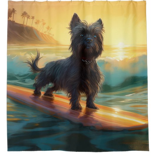 Affenpinscher Beach Surfmalerei Duschvorhang (Vorderseite)