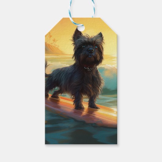 Affenpinscher Beach Surfmalerei Geschenkanhänger (Vorderseite)