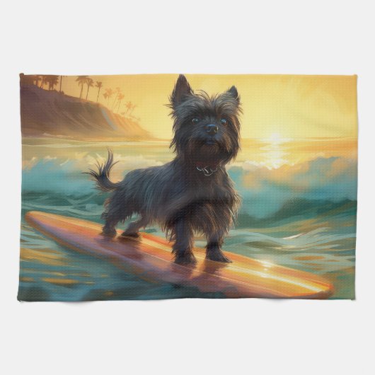 Affenpinscher Beach Surfmalerei Geschirrtuch (Horizontal)