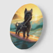 Affenpinscher Beach Surfmalerei Große Wanduhr (Winkel)