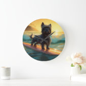 Affenpinscher Beach Surfmalerei Große Wanduhr (Zuhause)