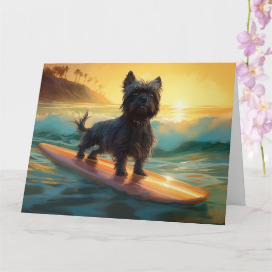 Affenpinscher Beach Surfmalerei Karte (Orchidee)