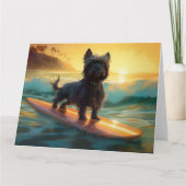 Affenpinscher Beach Surfmalerei Karte (Vorderseite)