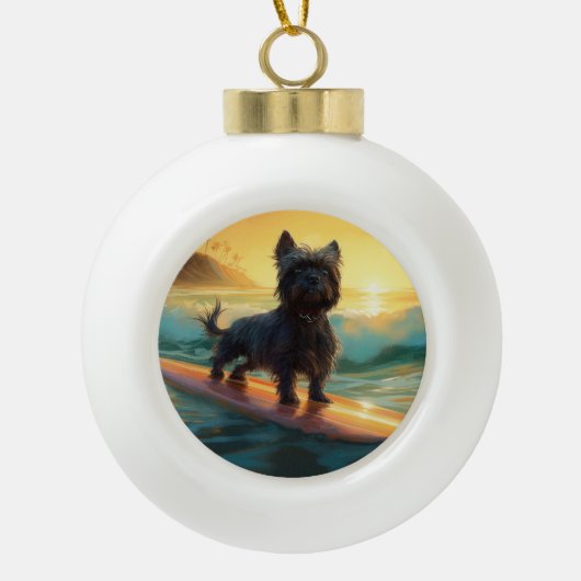 Affenpinscher Beach Surfmalerei Keramik Kugel-Ornament (Vorderseite)