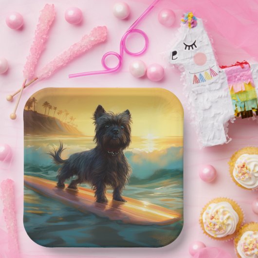 Affenpinscher Beach Surfmalerei Pappteller (Party)