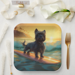 Affenpinscher Beach Surfmalerei Pappteller