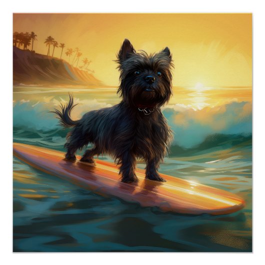 Affenpinscher Beach Surfmalerei Poster (Vorderseite)