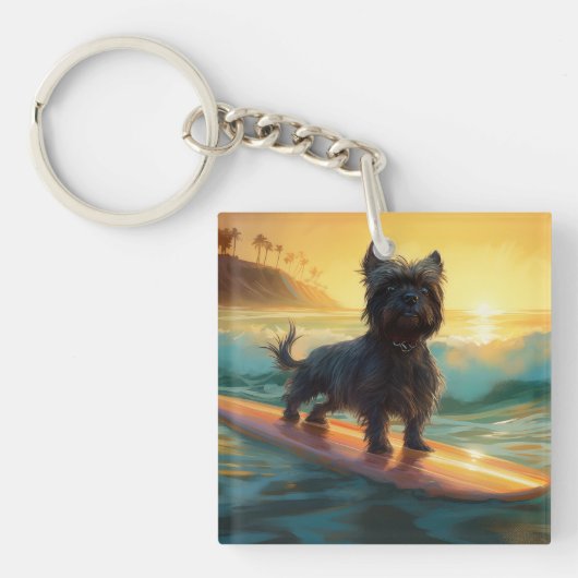 Affenpinscher Beach Surfmalerei Schlüsselanhänger (Vorderseite)