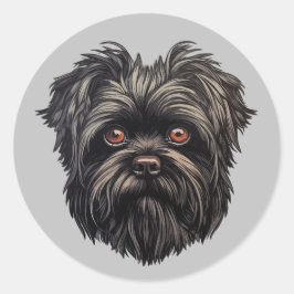 Affenpinscher Black Dog Runder Aufkleber