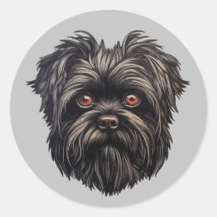 Affenpinscher Black Dog Runder Aufkleber