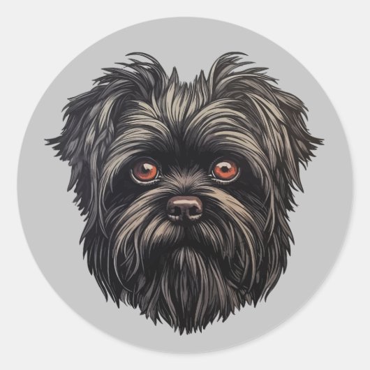 Affenpinscher Black Dog Runder Aufkleber (Vorderseite)