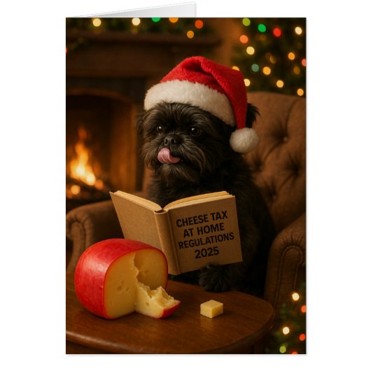 Affenpinscher 'Cheese Tax' Christmas card (Vorne)