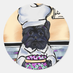 Affenpinscher Chef  Runder Aufkleber