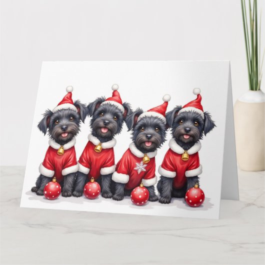 Affenpinscher Christmas Dress Santa Hat Karte (Vorderseite)