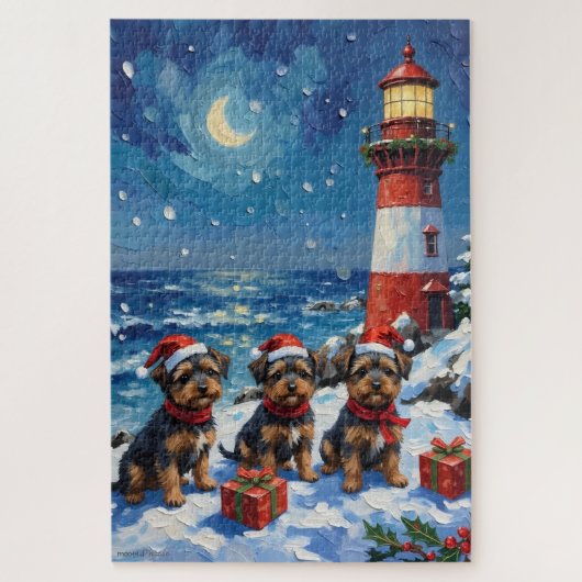Affenpinscher Christmas Lighthouse Holiday Puzzle (Vertikal)
