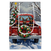 Affenpinscher Christmas Red Truck Holiday Mittlere Geschenktüte (Rückseite)