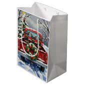Affenpinscher Christmas Red Truck Holiday Mittlere Geschenktüte (Rückseite Schrägansicht)