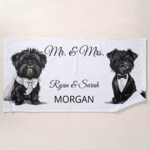 Affenpinscher Couple Bride Groom Mr. und Mrs. Strandtuch