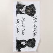 Affenpinscher Couple Bride Groom Mr. und Mrs. Strandtuch (Vorderseite)
