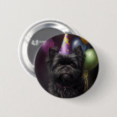 Affenpinscher Dog Birthday Balloons Button (Vorne & Hinten)