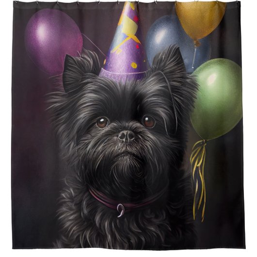 Affenpinscher Dog Birthday Balloons Duschvorhang (Vorderseite)