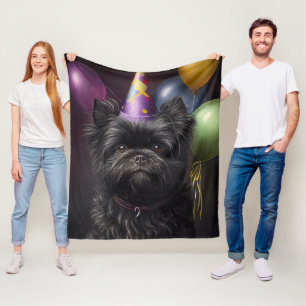 Affenpinscher Dog Birthday Balloons Fleecedecke