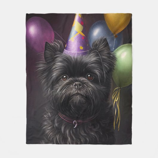 Affenpinscher Dog Birthday Balloons Fleecedecke (Vorderseite)