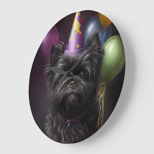 Affenpinscher Dog Birthday Balloons Große Wanduhr (Winkel)