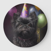 Affenpinscher Dog Birthday Balloons Große Wanduhr (Vorderseite)