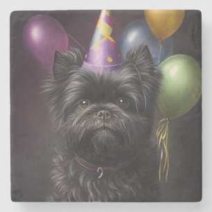 Affenpinscher Dog Birthday Balloons Steinuntersetzer