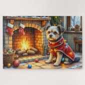 Affenpinscher Dog by Cozy Christmas Fireplace Puzzle (Horizontal)