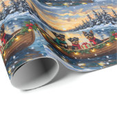 Affenpinscher Dog Christmas Boat Holiday Geschenkpapier (Rolleneckpunkt)