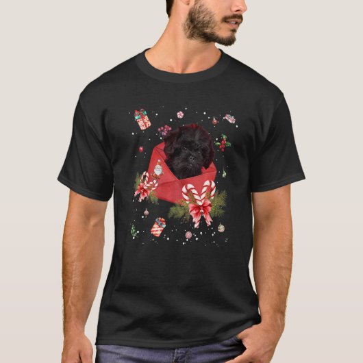 Affenpinscher Dog In Christmas Card Ornament Pajam T-Shirt (Vorderseite)