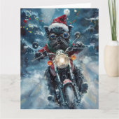 Affenpinscher Dog Riding Motorrad Weihnachten Karte (Vorderseite)