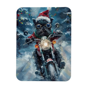 Affenpinscher Dog Riding Motorrad Weihnachten Magnet