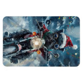 Affenpinscher Dog Riding Motorrad Weihnachten Magnet (Horizontal)
