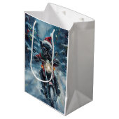 Affenpinscher Dog Riding Motorrad Weihnachten Mittlere Geschenktüte (Vorderseite Schrägansicht)