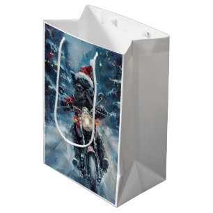 Affenpinscher Dog Riding Motorrad Weihnachten Mittlere Geschenktüte
