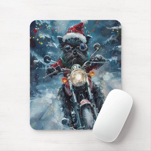 Affenpinscher Dog Riding Motorrad Weihnachten Mousepad (Mit Mouse)