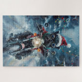 Affenpinscher Dog Riding Motorrad Weihnachten Puzzle (Horizontal)