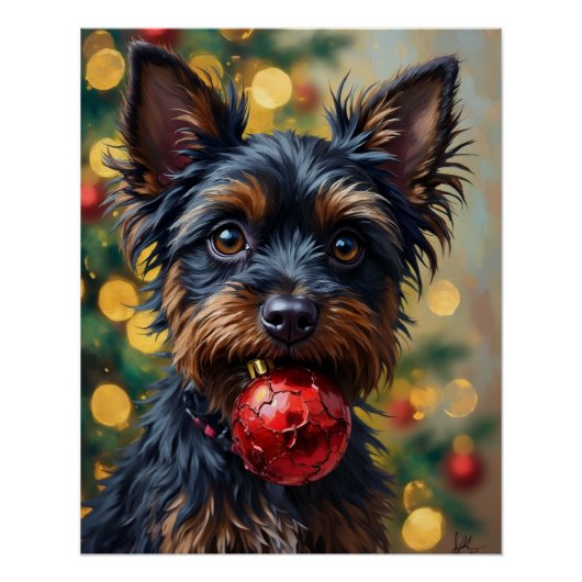Affenpinscher Dog with Christmas Ornament Poster (Vorderseite)