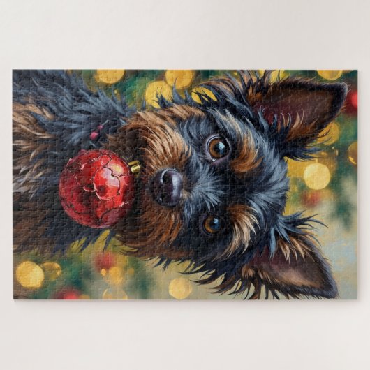 Affenpinscher Dog with Christmas Ornament Puzzle (Horizontal)