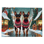 Affenpinscher Dogs Christmas Snow Holiday Große Geschenktüte (Rückseite)