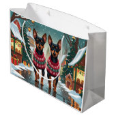 Affenpinscher Dogs Christmas Snow Holiday Große Geschenktüte (Rückseite Schrägansicht)