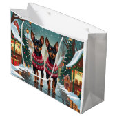 Affenpinscher Dogs Christmas Snow Holiday Große Geschenktüte (Vorderseite Schrägansicht)
